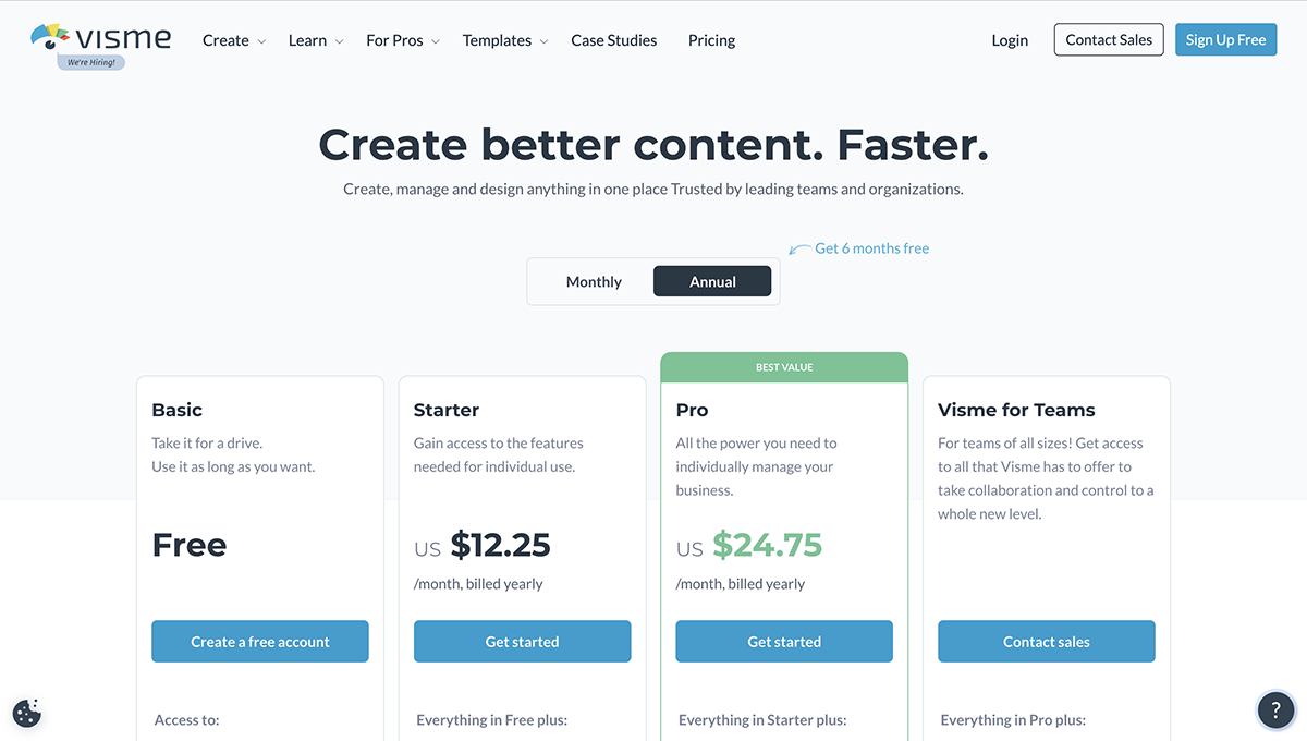 decision tree maker - Visme pricing 