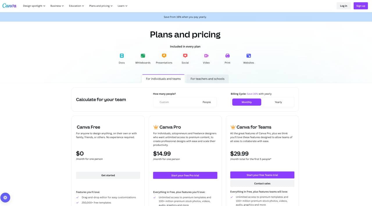 Canva pricing oct 2023