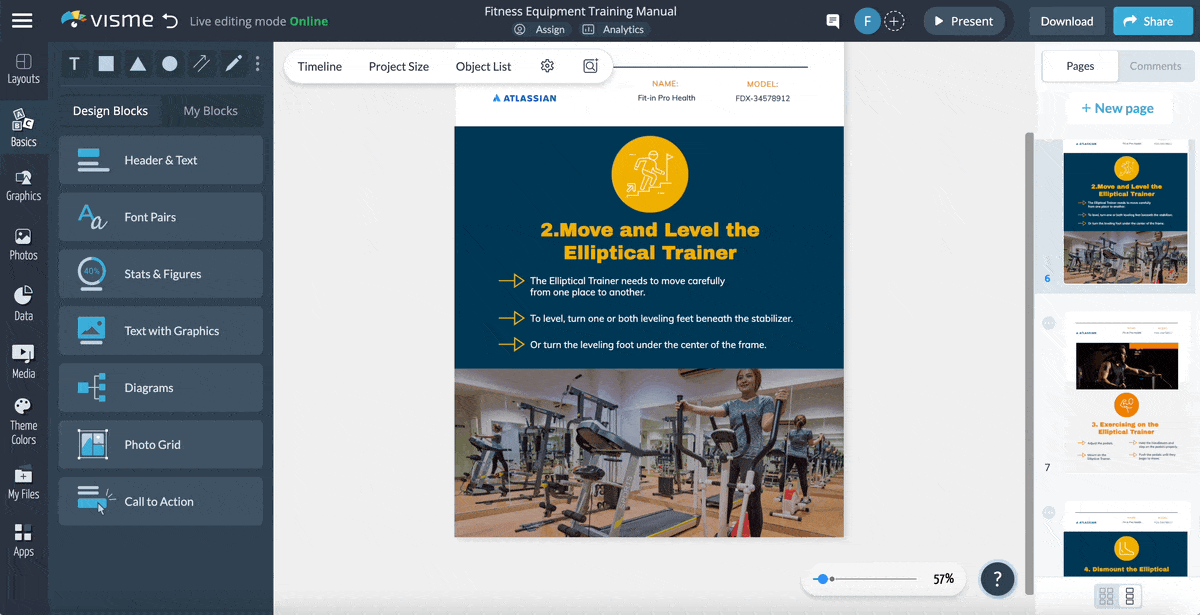 a GIF of a training template being edited in our editor