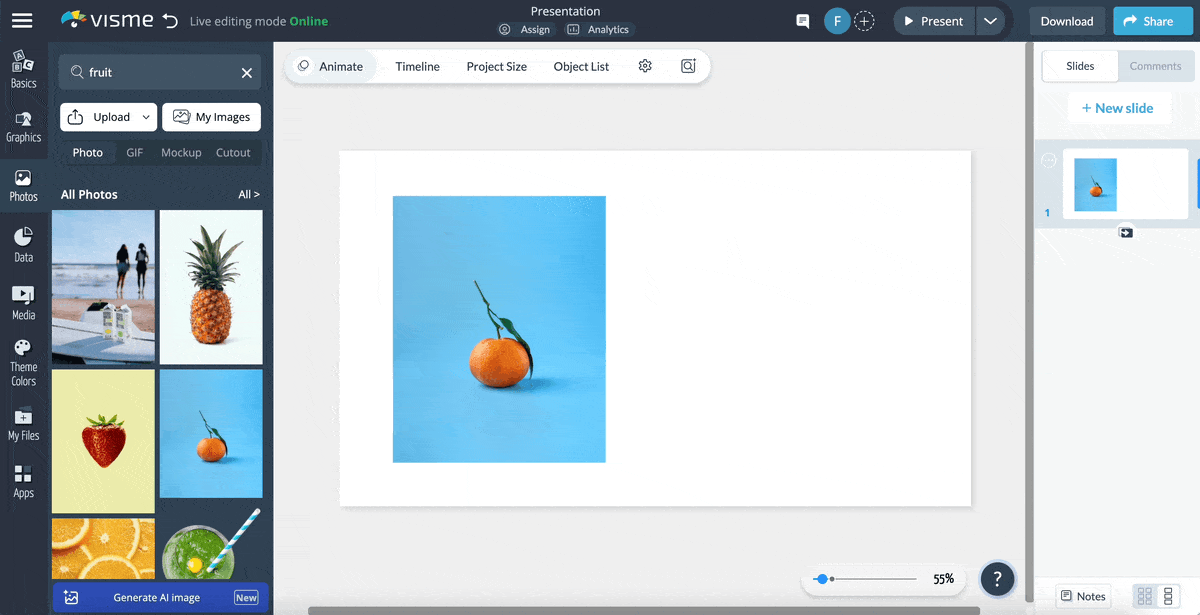 Select the image, click edit, then Erase & Replace