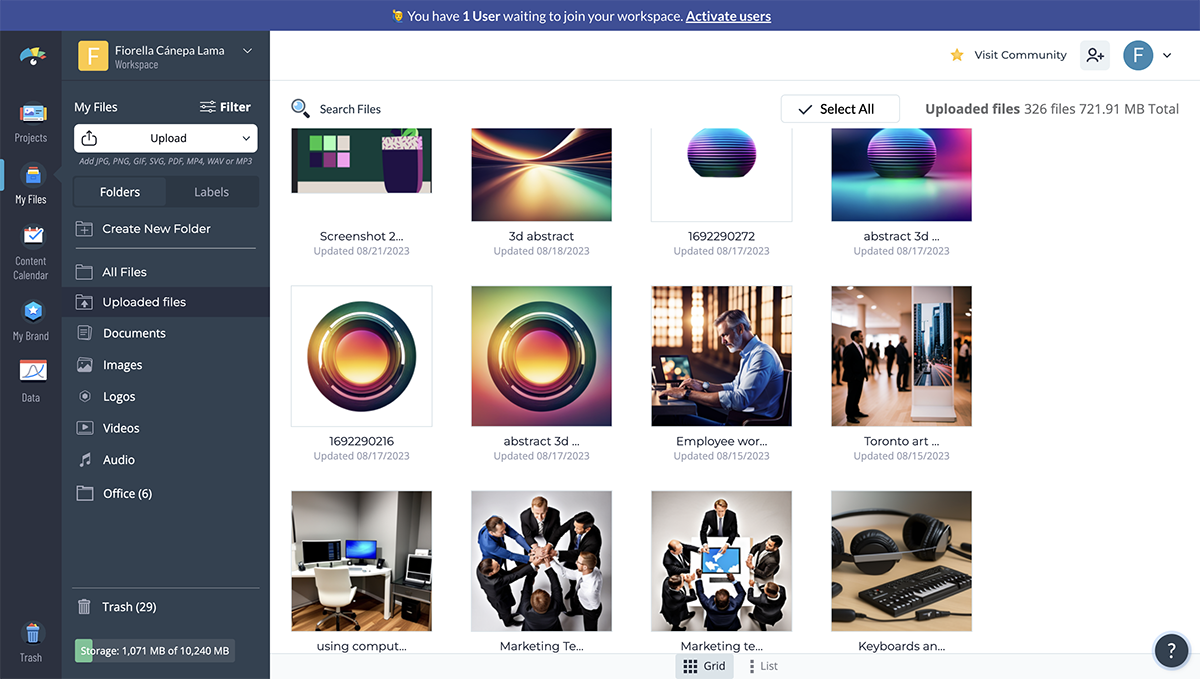 Visme asset library management