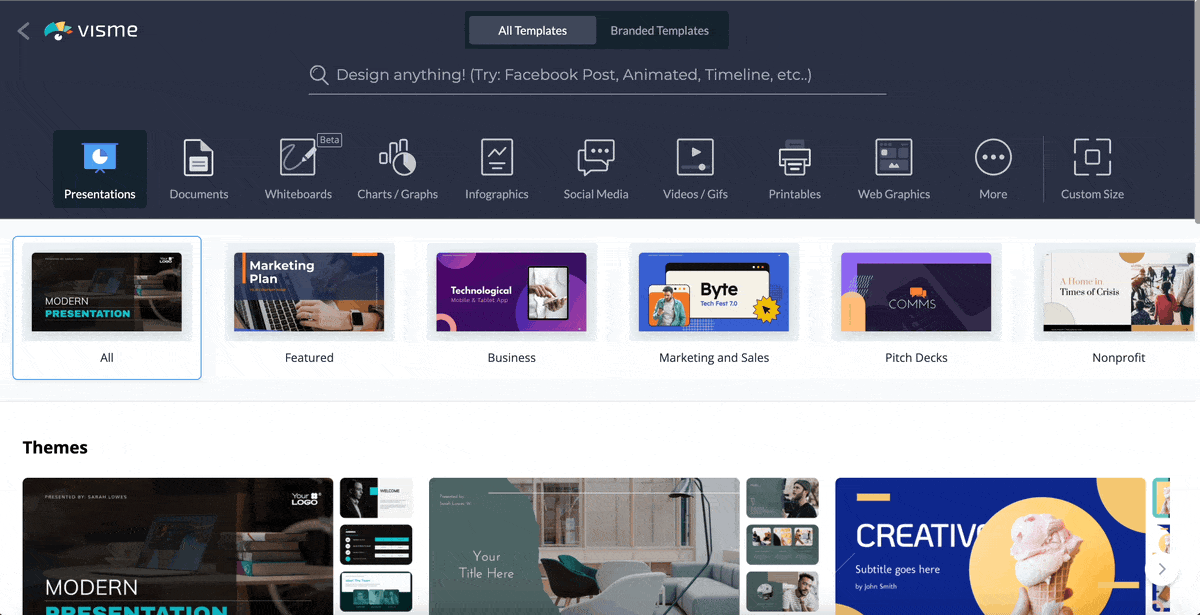 Training templates in Visme