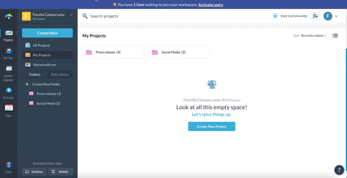 a GIF of how to choose a product spec Template