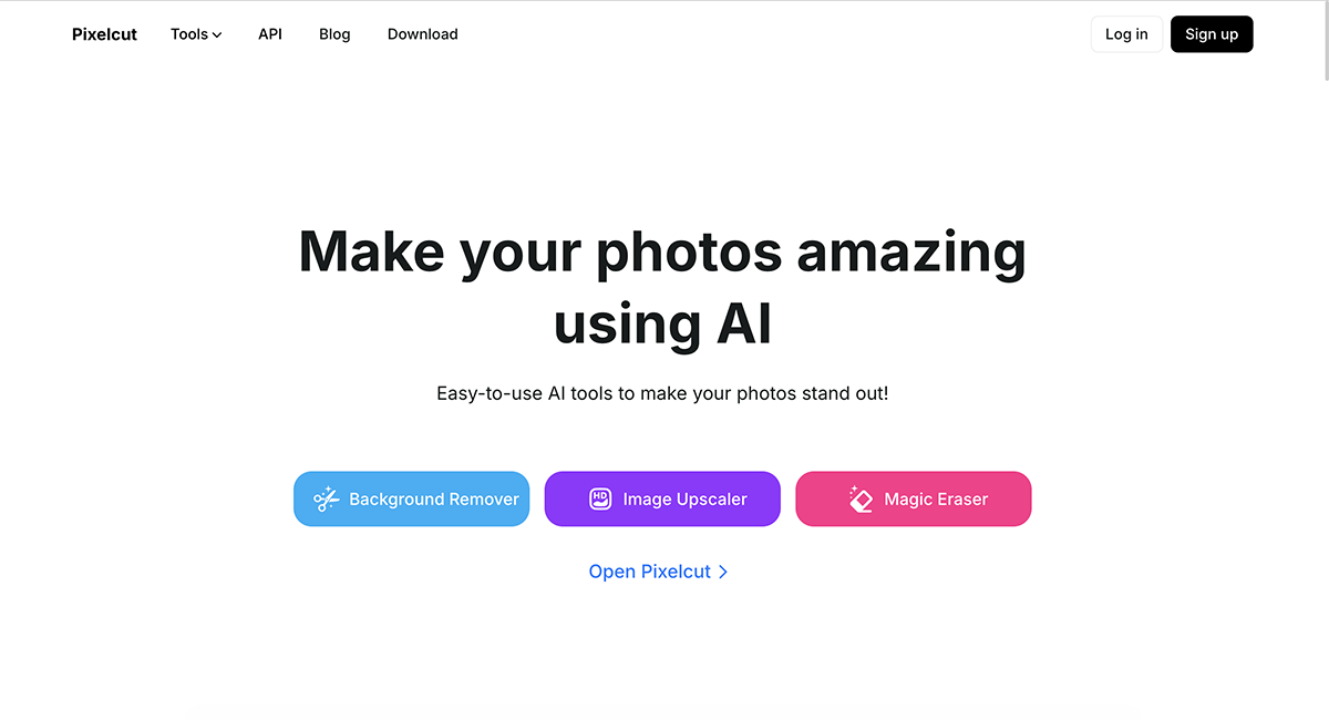 best ai image upscale - Pixelcut home page 