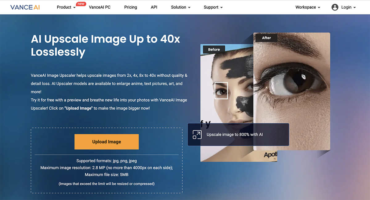 best ai image upscale - VanceAI