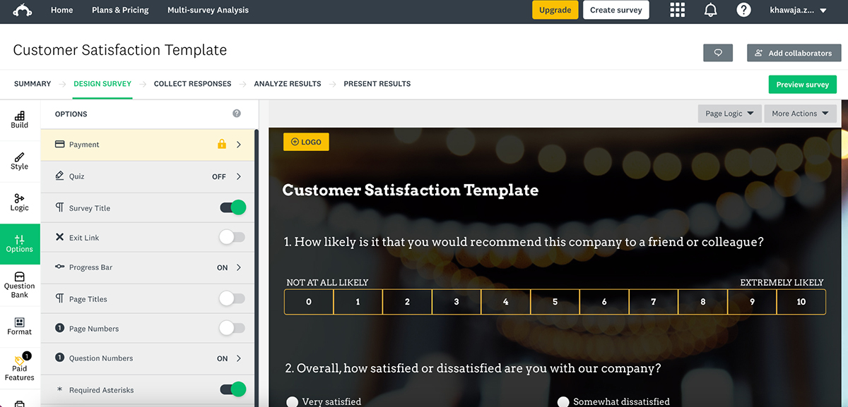Best Online Form Builders - Surveymonkey interface