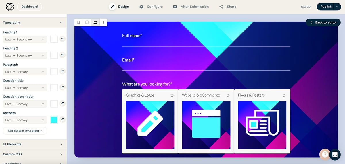 Best Online Form Builders - Paperform interface