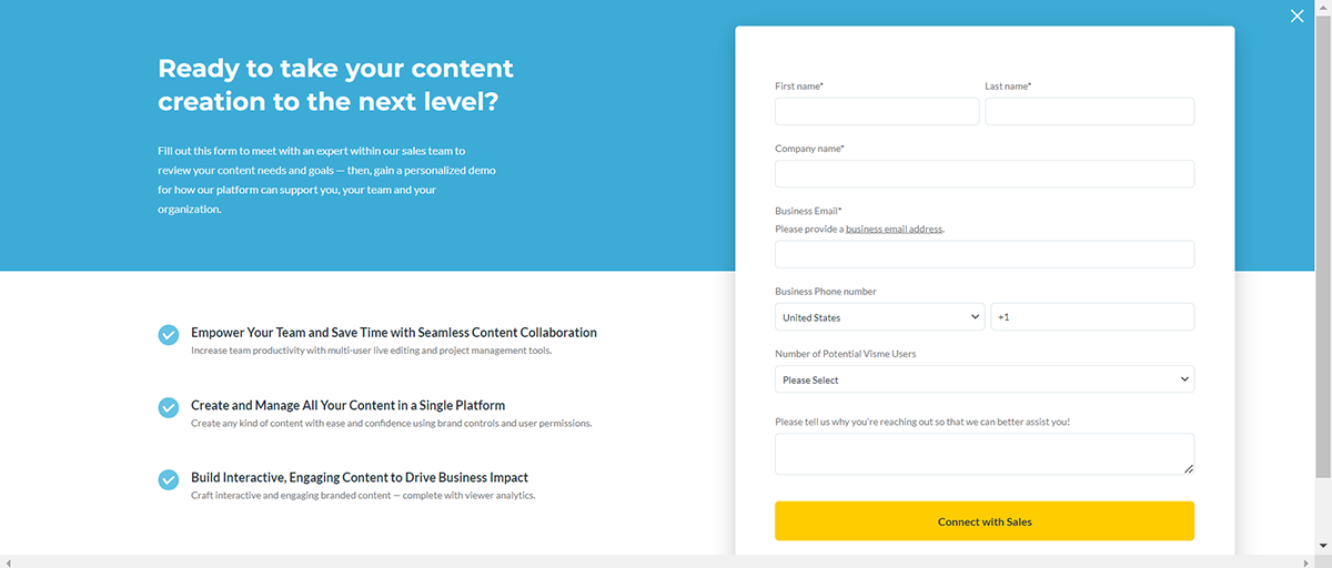 Website pop examples - Visme