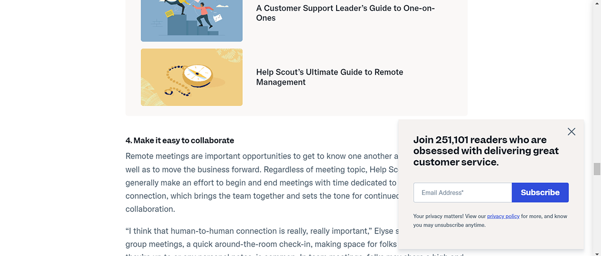 Scroll-triggered popup - HelpScout