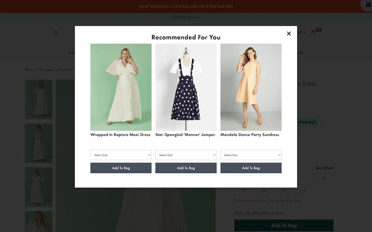 Website pop examples - Modcloth