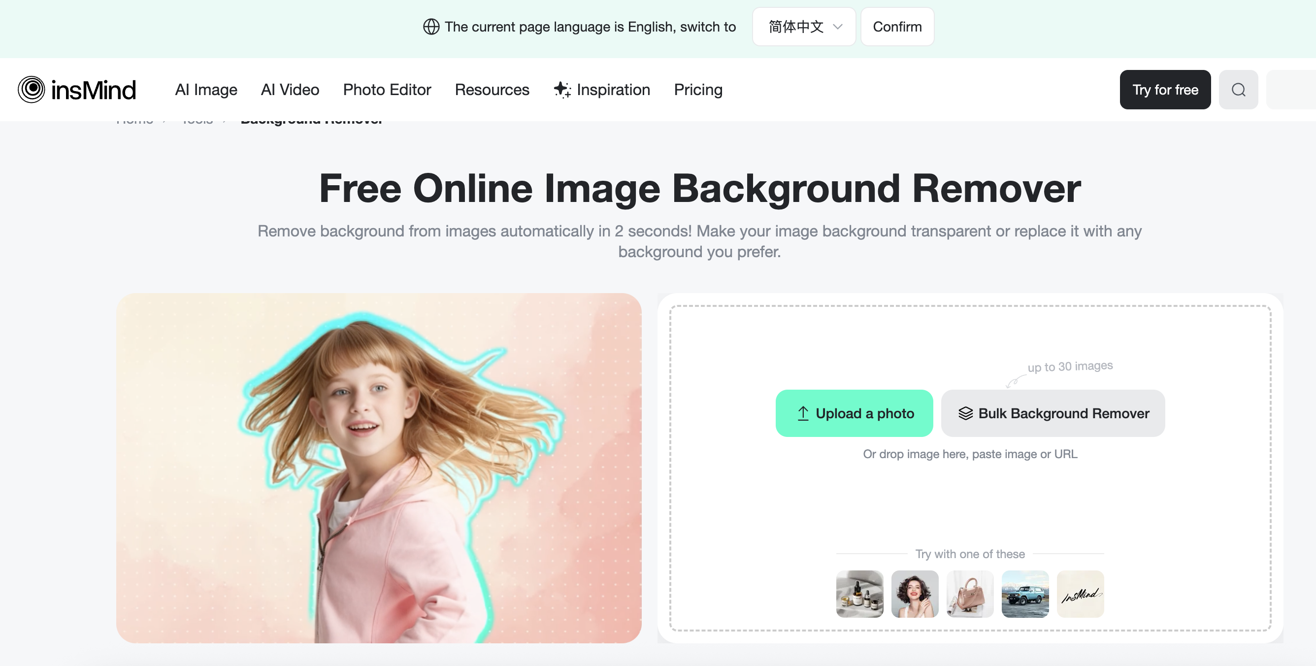 insMind AI-powered background remover
