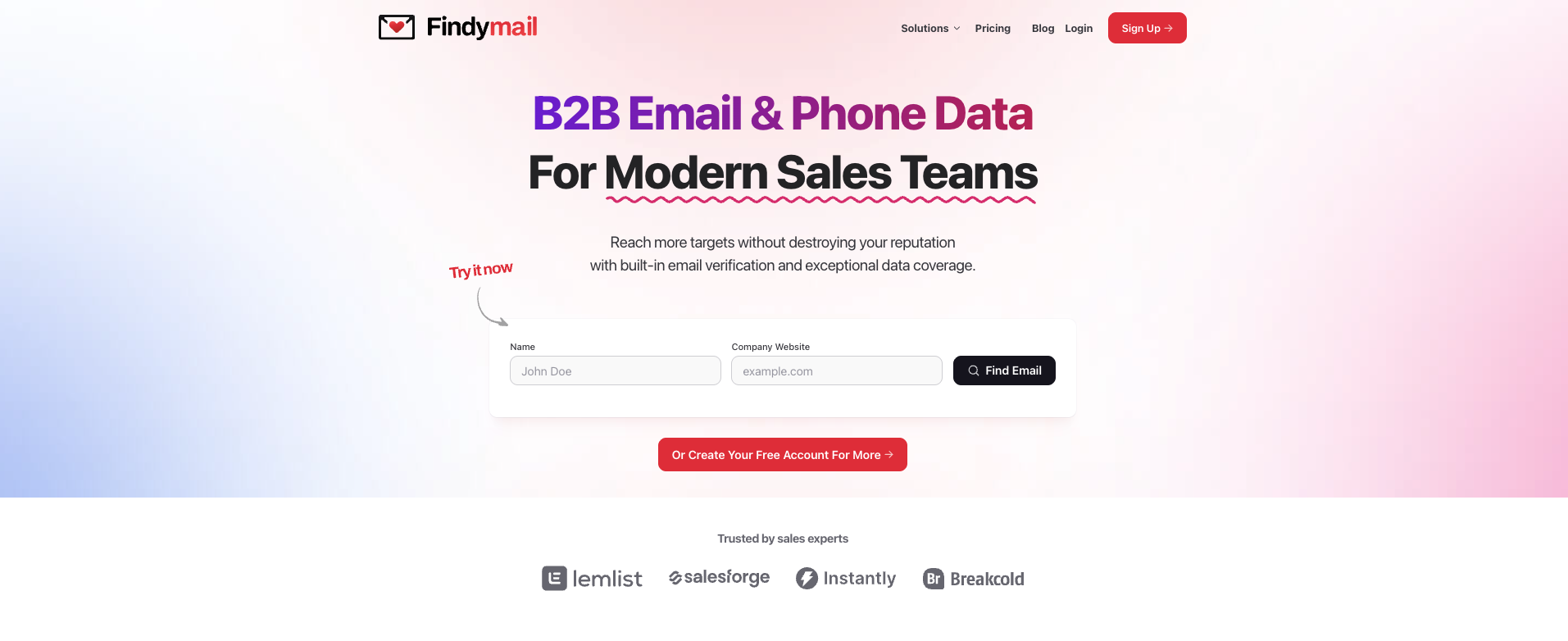 Findymail Homepage 