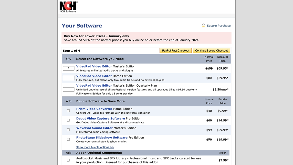 Best Free Video Editing Software - Videopad pricing