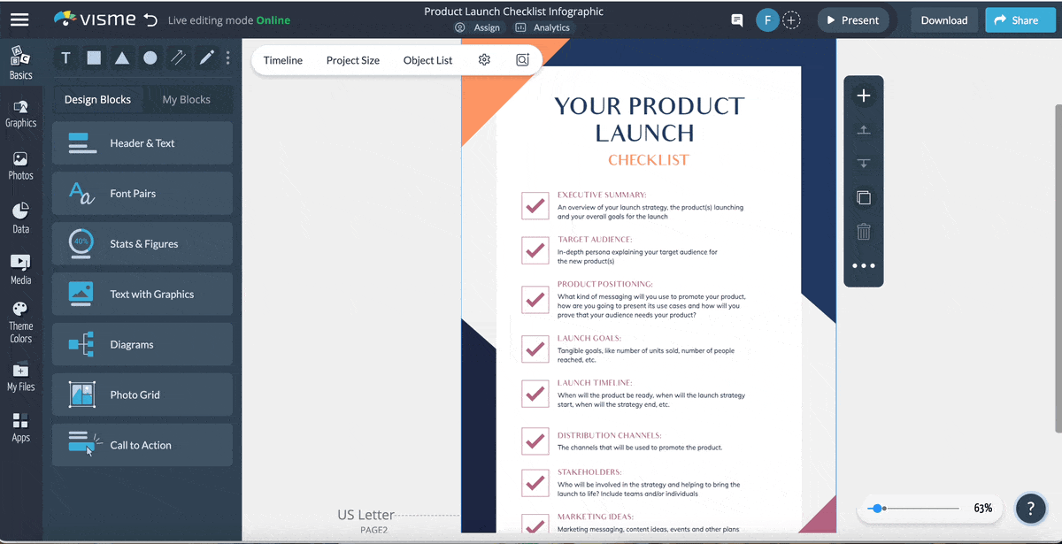A GIF of the interactive elements in Visme