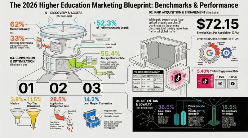 best infographic examples - Higher Education Industry Marketing Benchmarks 2026