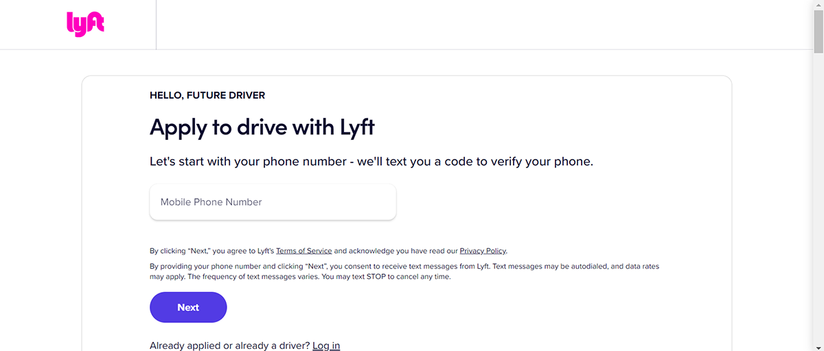 Lead Generation Landing Page - Lyft