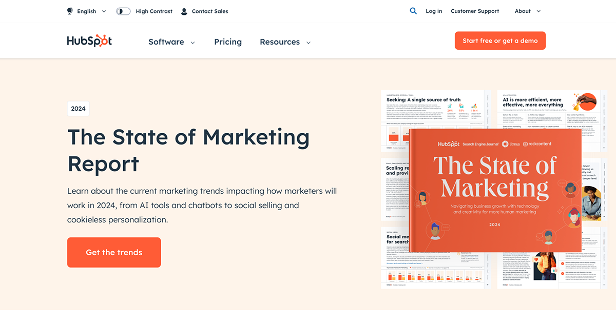 Create a Lead magnet - HubSpot’s State of Marketing Report 2024