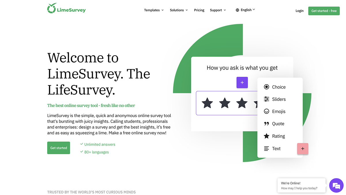 Google forms alternatives - Limesurvey home page