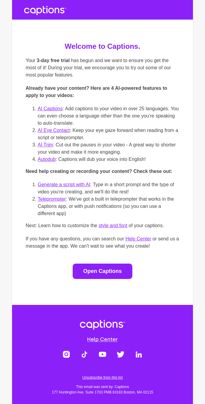 lead nurturing - Caption: Onboarding Email