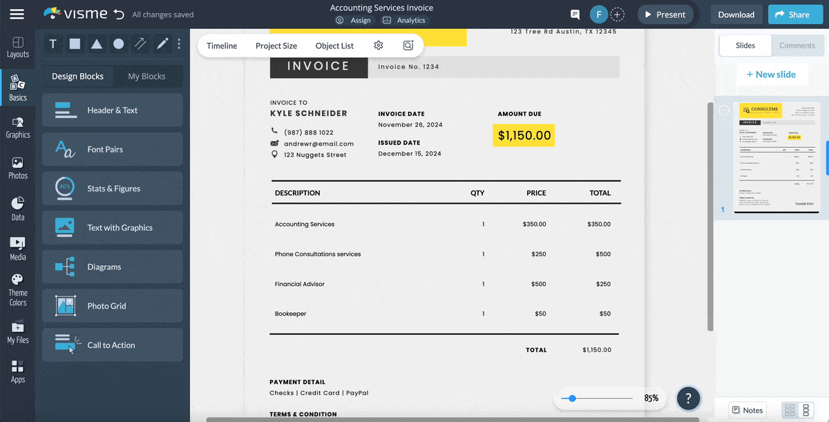 business invoice template - Customize your invoice content