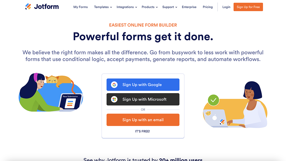 Google forms alternatives - Jotform home page