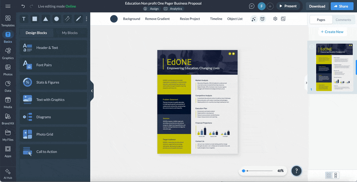 nonprofit one pager - a GIF of 3D data visualization
