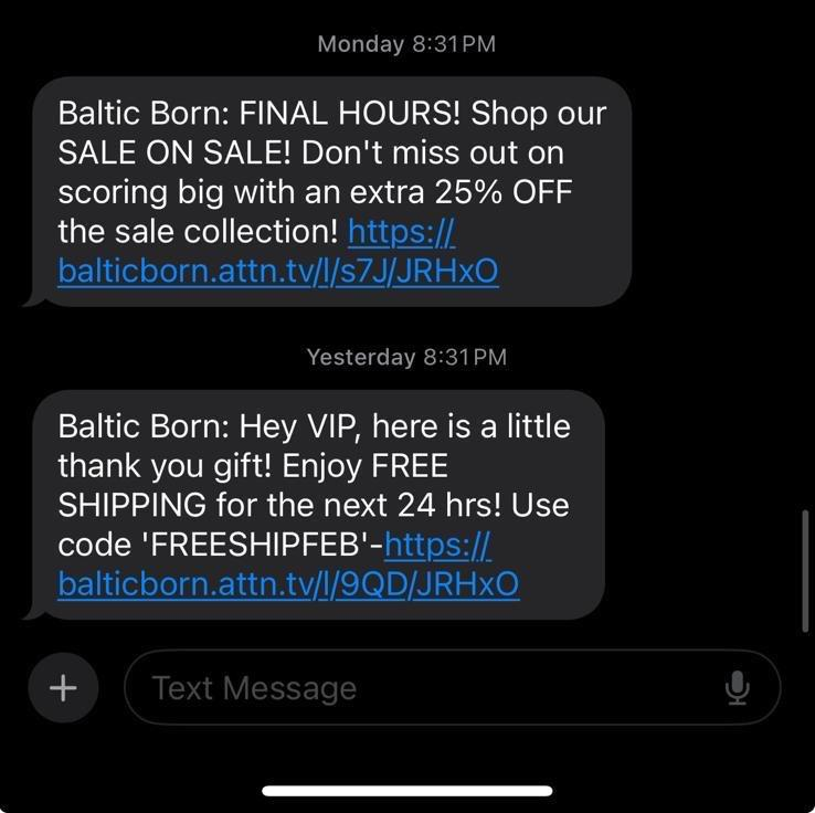 Lead nurturing - Baltic Born: SMS Campaign