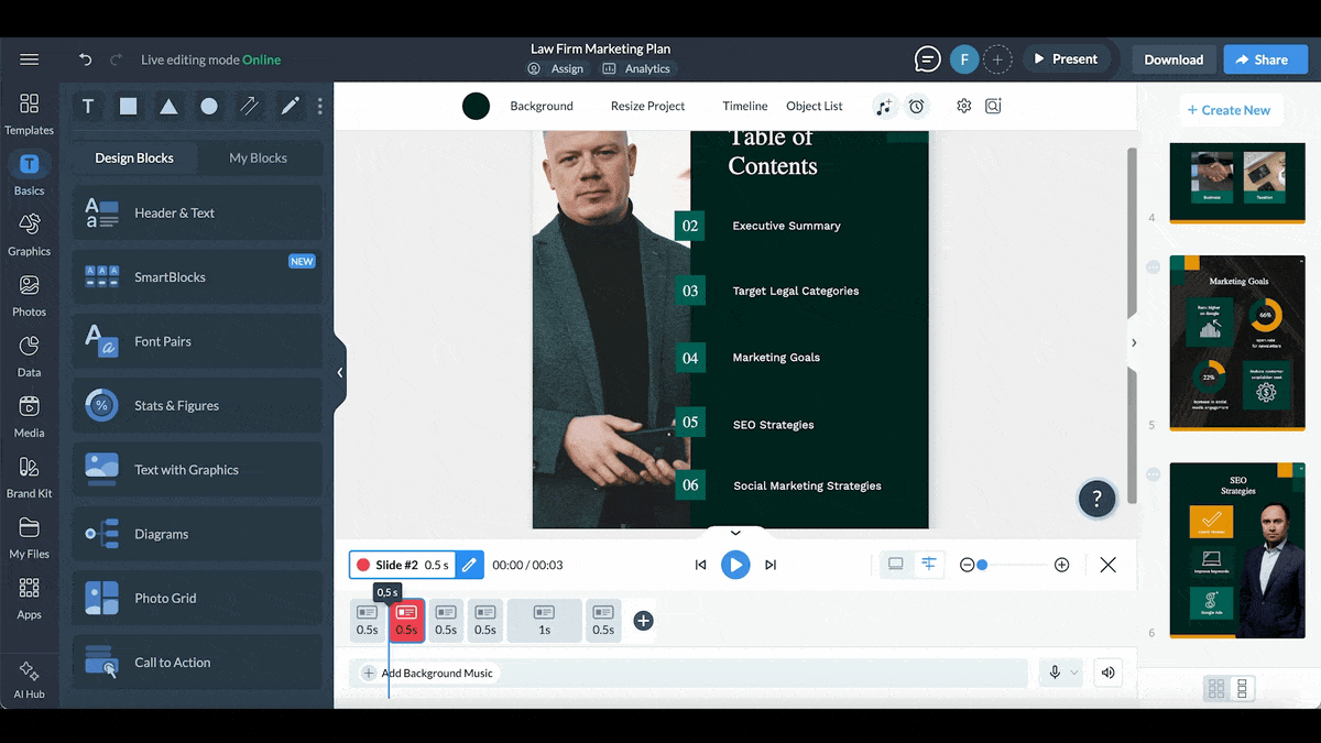  a gif of adding a clickaable menu or interactive table of contents