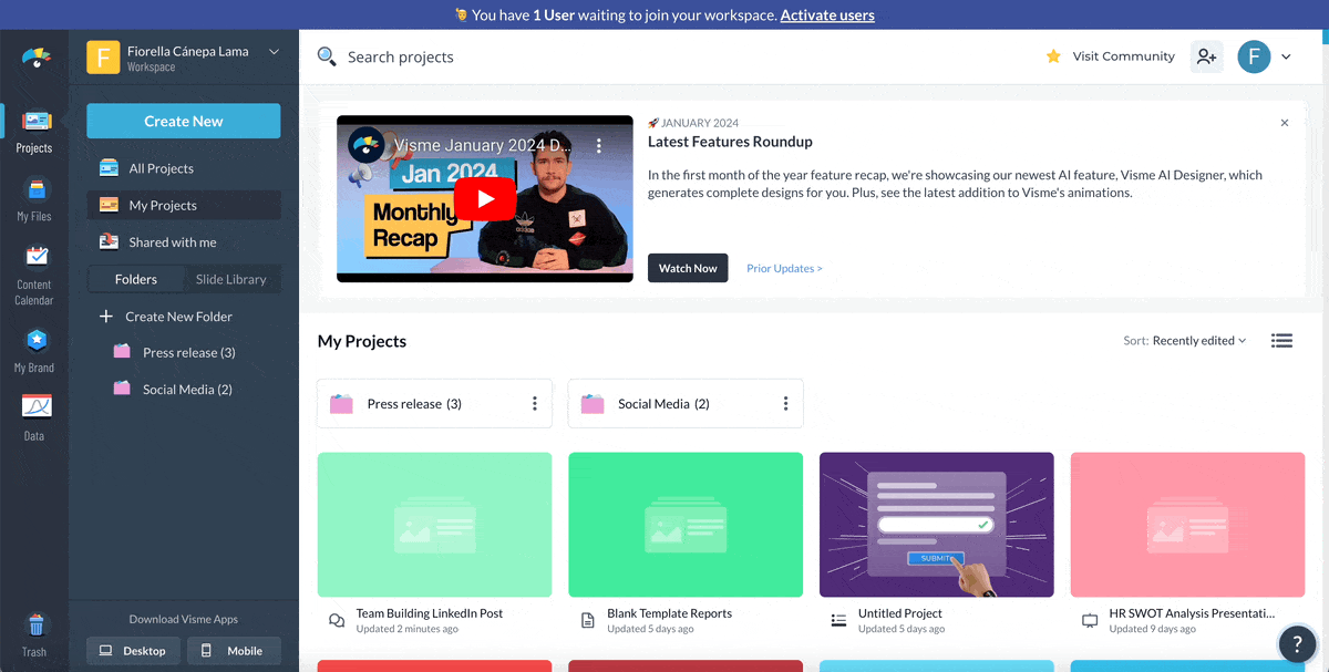 Visme's social media scheduler - lead nurturing