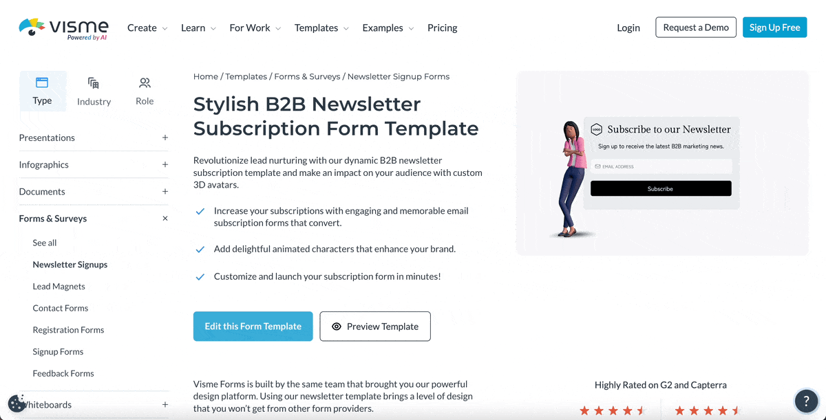 Stylish B2B Newsletter Subscription Form Template