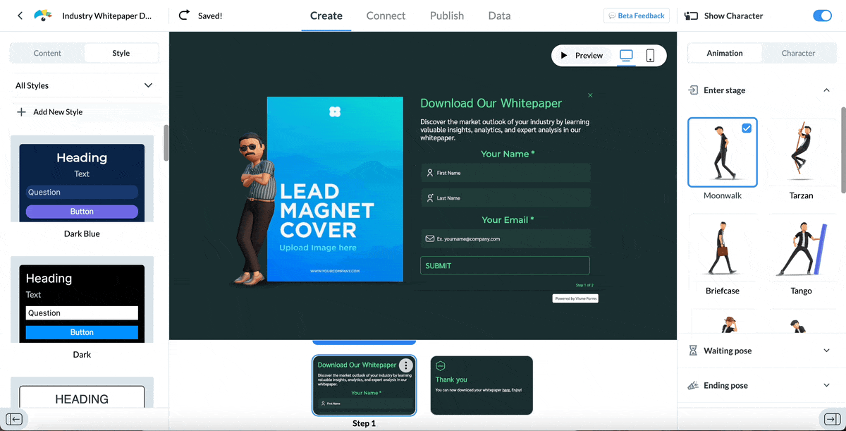 a GIF showing how the Visme forms works