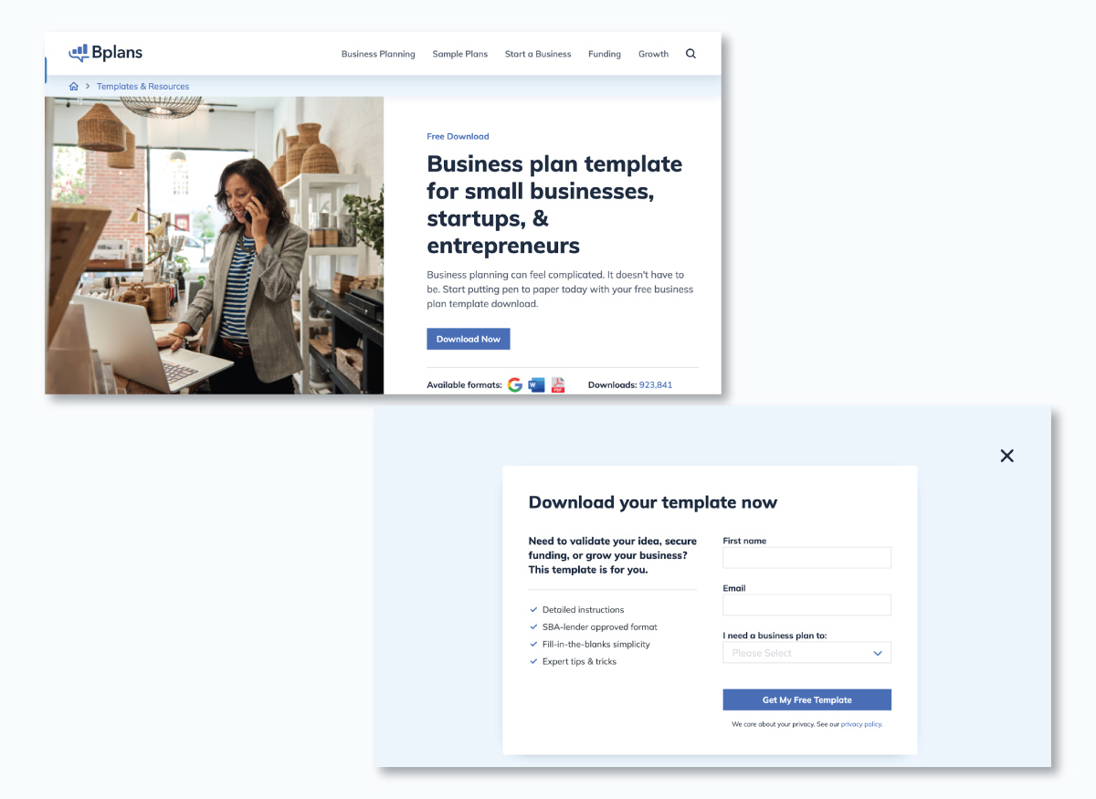 Gated content- Templates from Bplans