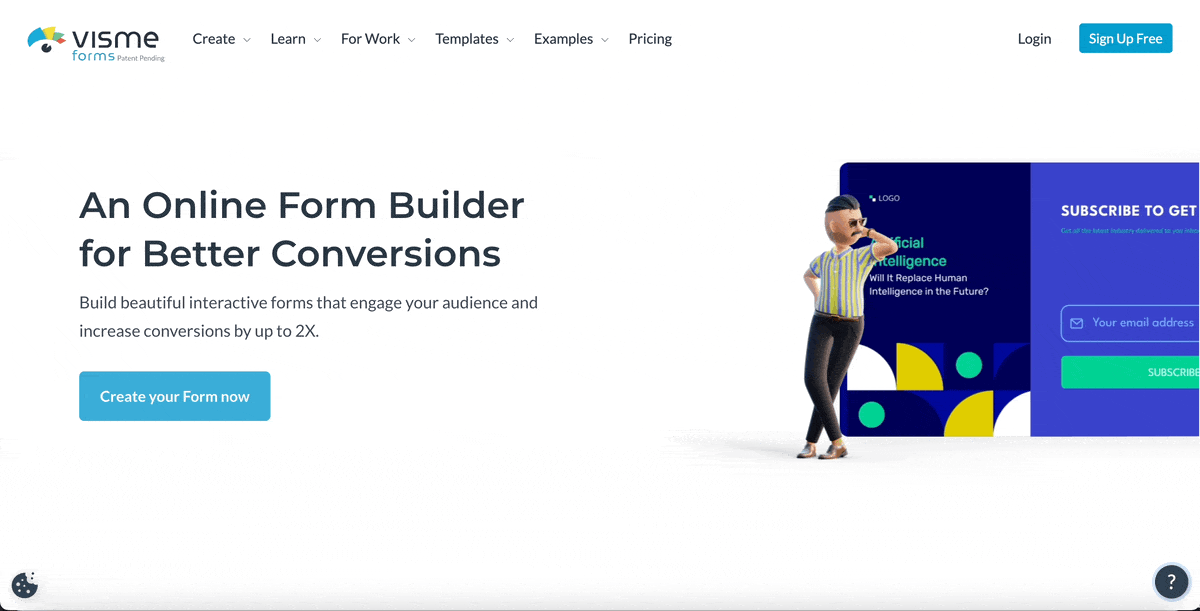 what is a good conversion rate - Visme forms home page