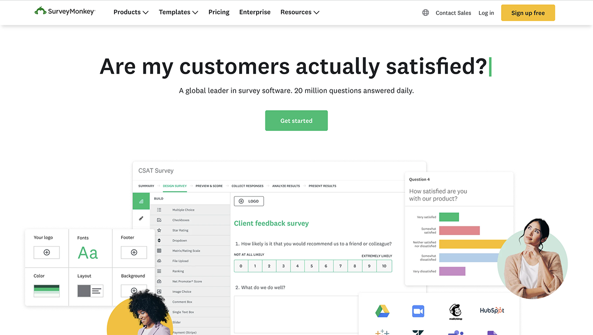 Typeform alternatives - Survreymonkey home page