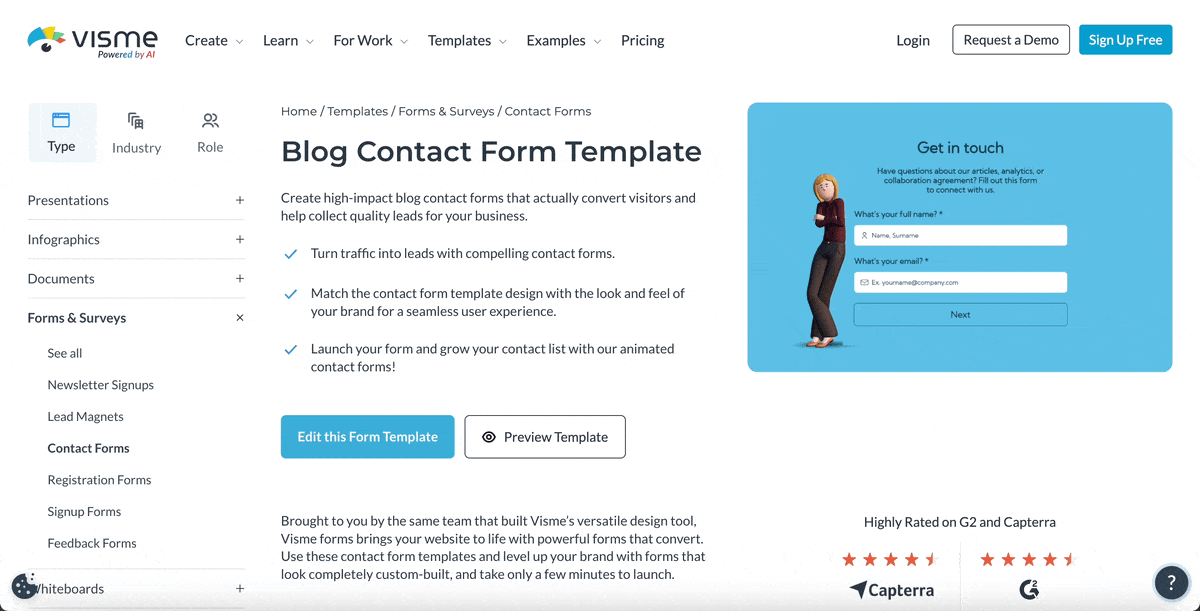 Blog Contact Form Template