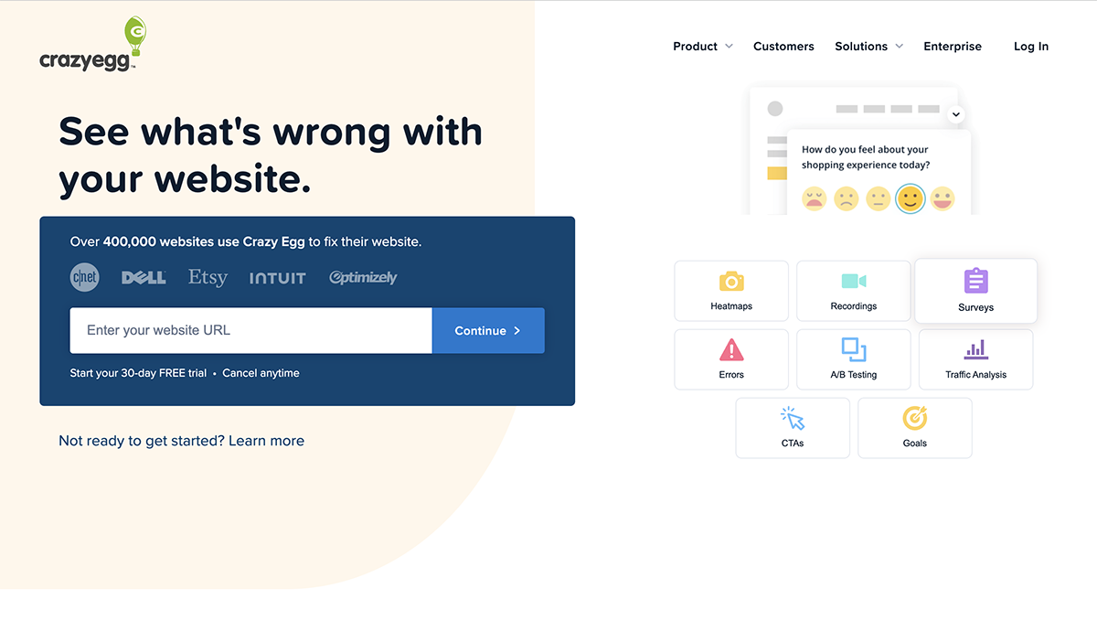 what is a good conversion rate - Crazy Egg homepage