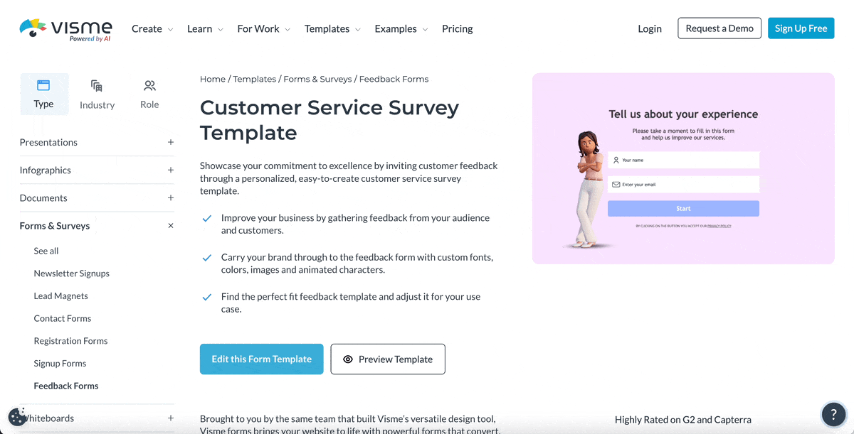 a GIF of Customer Service Survey Template