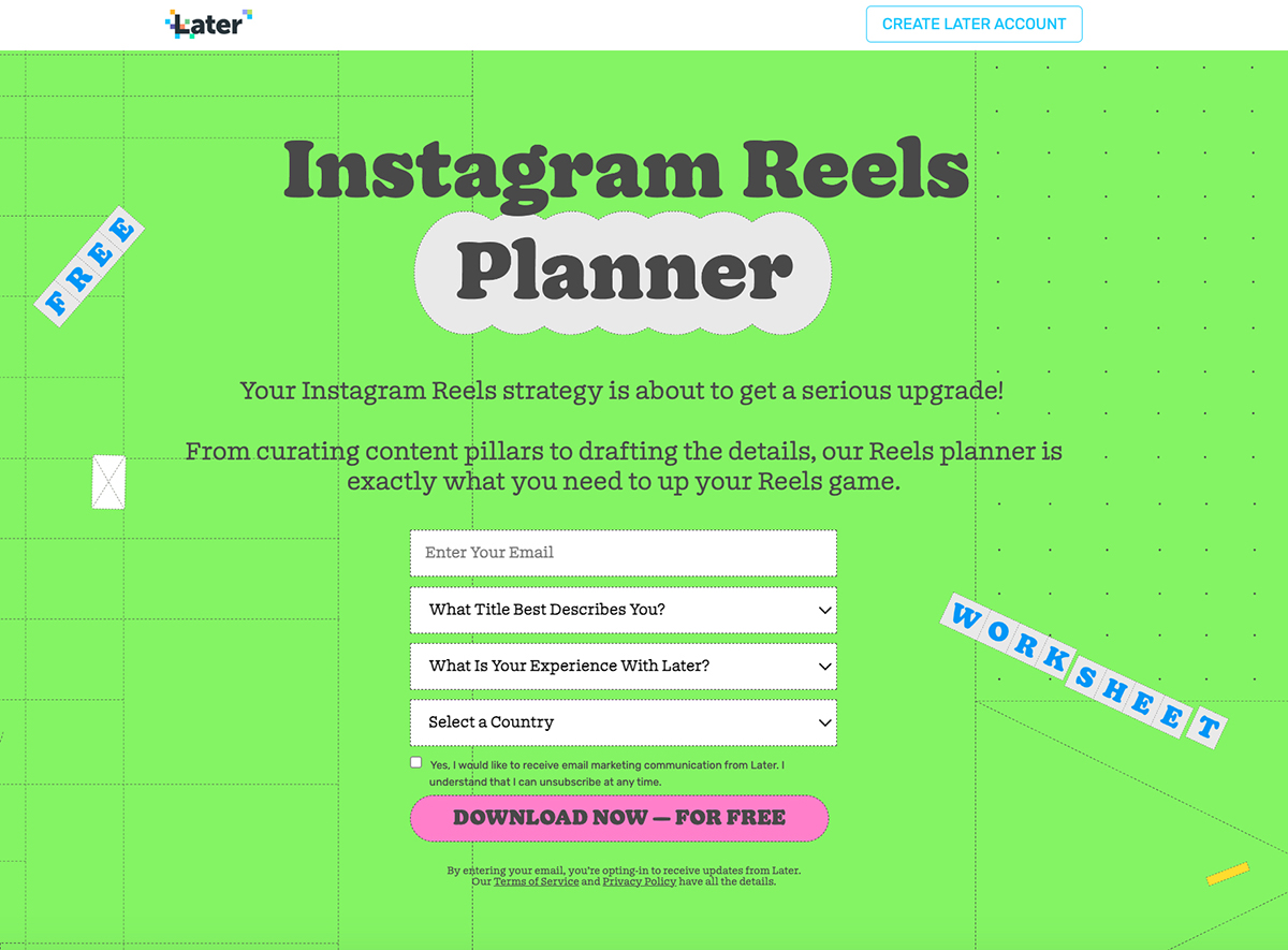 create a lead magnet - Later