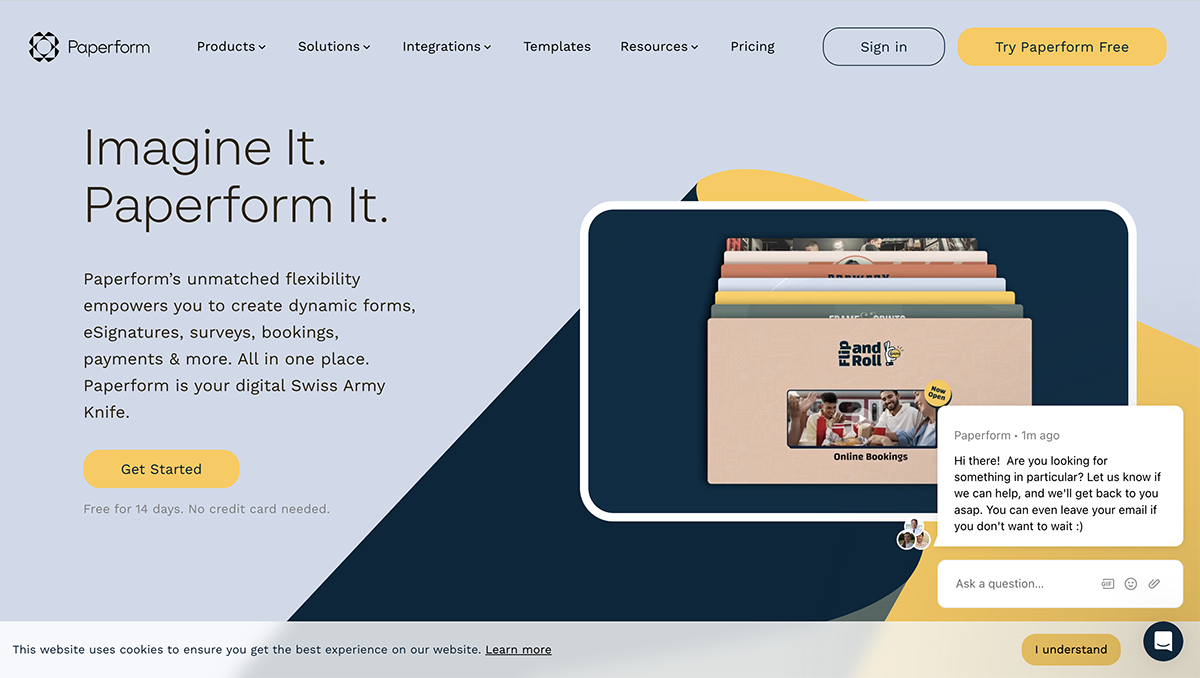 Typeform alternatives - Paperform home page