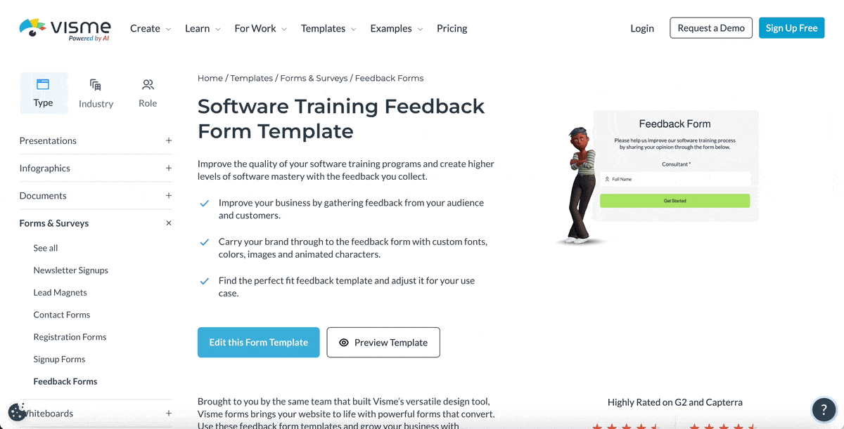 a GIF of software training feedback form