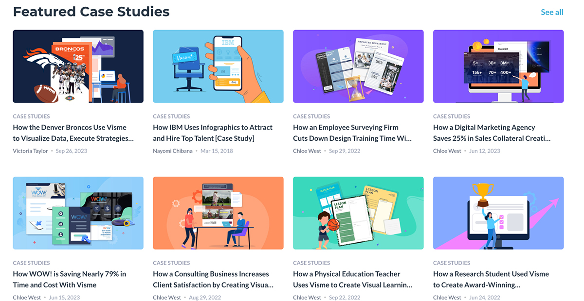 a screenshot of Visme's case study page