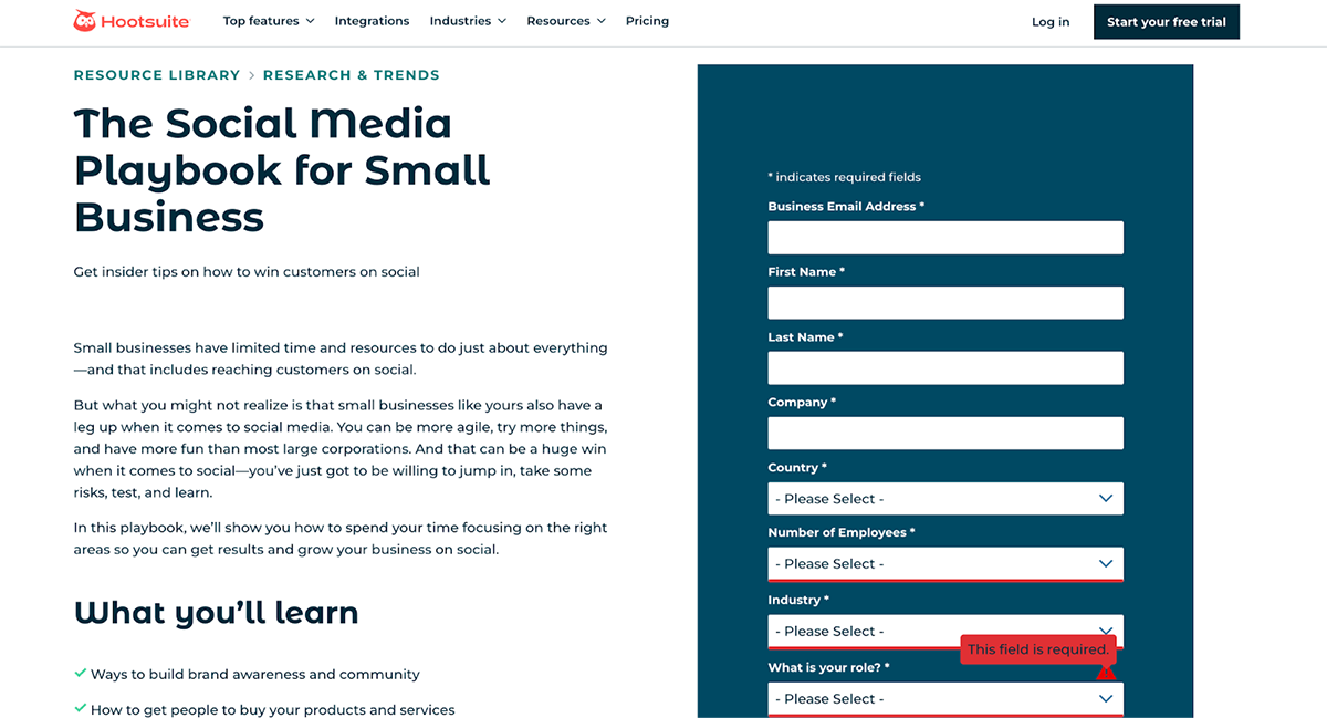Gated content - Hootsuite-Social Media Playbook