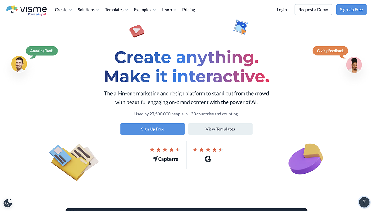 best tools for sales lead generation - Visme home page