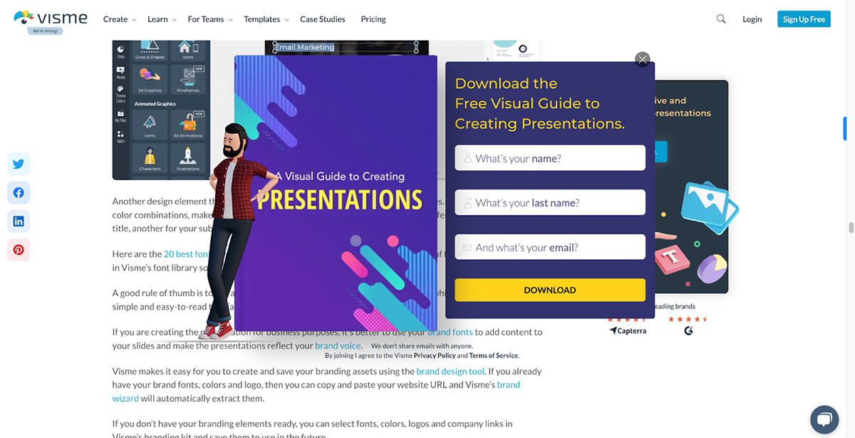 exit intent popup examples - Visme
