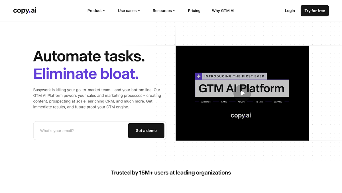 AI lead generation tools - Copy.ai home page