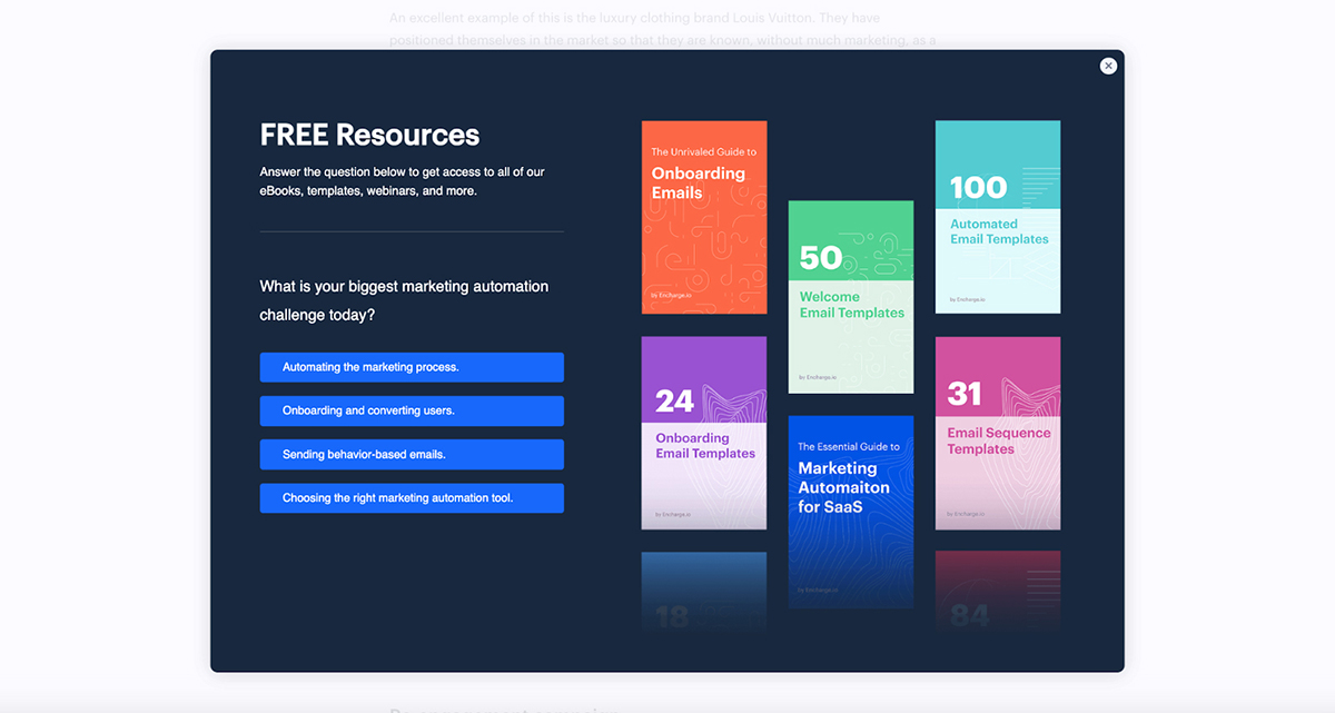 exit intent popup examples - Encharge 1