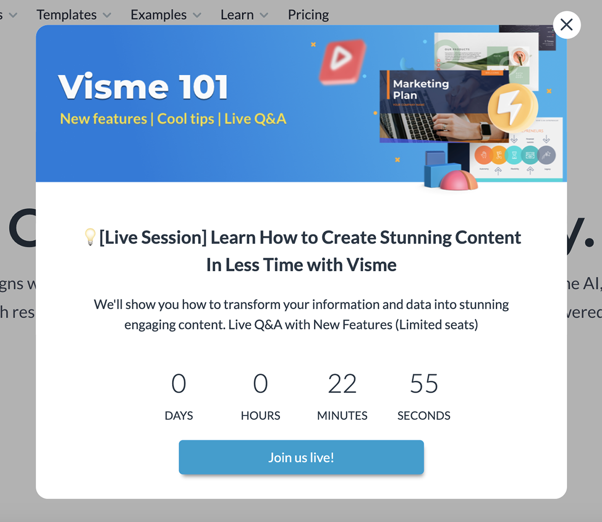 How to make an exit intent popup - Visme exit intent popup