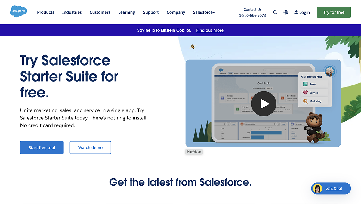 best tools for sales lead generation - Salesforce home page