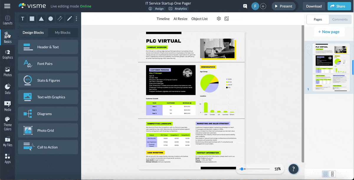 company one pager - share and download your company one pager