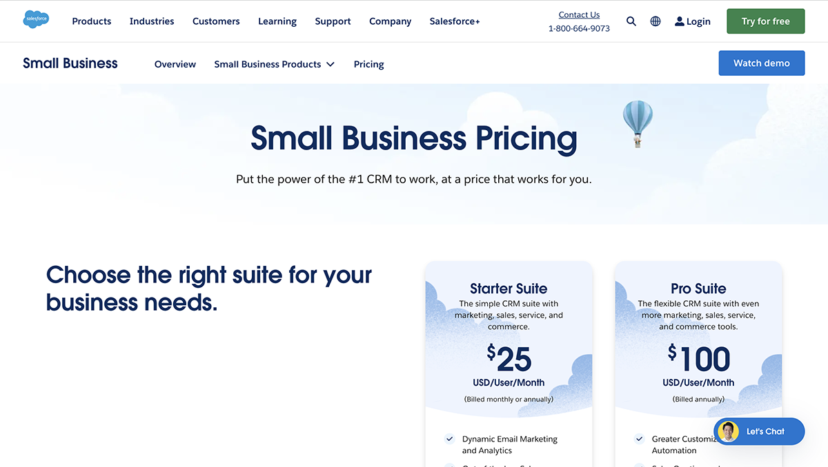best tools for sales lead generation - Salesforce pricing page
